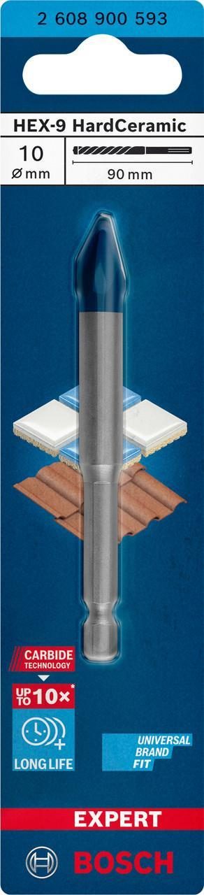 Τρυπάνι Πλακιδίων 10x90 HardCeramic HEX-9 με Εξάγωνο Στέλεχος 1/4'' EXPERT CYL-9 BOSCH 2608900593