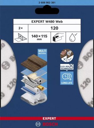 Γυαλόχαρτο χειρός Πλενόμενο ευκαμπτό multi material P180 140x115mm 2pcs Bosch 2608902382