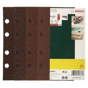 Φύλλα Λείανσης Bosch 093Χ186 Ξύλου Κ40/60/80/120 25τεμ. 2607019495