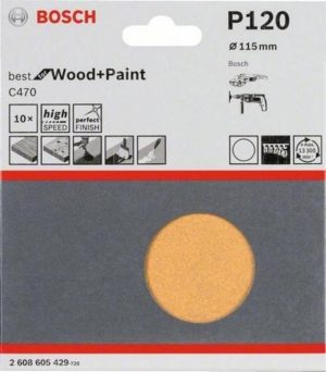 Φύλλα Έκκεντρου 115mm 10τεμ. P120 Bosch 2608605429