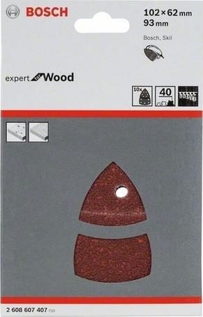 Φύλλα Λείανσης Bosch 102X62mm 93mm Ξύλου Κ40 10τεμ. για Τριβείο Διπλό Skil-Bosch 2608607407