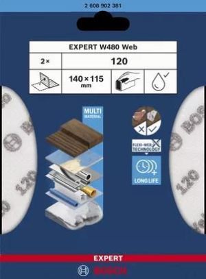 Γυαλόχαρτο χειρός Πλενόμενο ευκαμπτό multi material P120 140x115mm 2pcs Bosch 2608902381