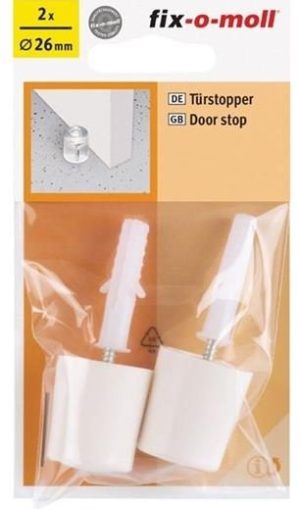 Στοπ πόρτας βιδωτά λευκά Φ26mm 2τεμ, FIXOMOLL 3566680