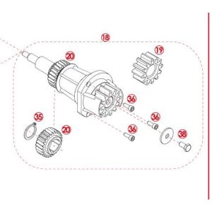 Άξονας κίνησης για μοτέρ Mover 5 & 8 μαζί με γρανάζι ορειχάλκινο Proteco SSM2095 - Image 3