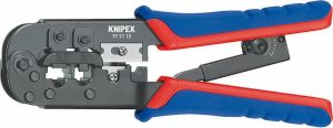 Πρέσα Ακροδεκτών Δικτύου RJ12, RJ11, RJ45 με Απογυμνωτή & Μηχανισμό Καστάνιας (Μήκος 190mm) Knipex 975110