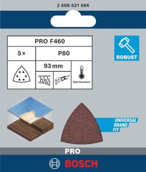 Λείανσης 93mm Ξύλου P80 F460 PRO 5τεμ. Bosch 2608621686