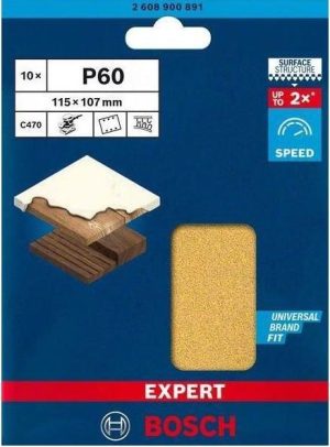 Φυλλά λείανσης C470 Best for Wood and Paint 115x107mm P60 10pcs Bosch 2608900891