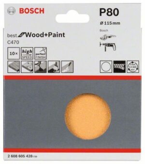 Φύλλα Έκκεντρου 115mm 10τεμ. P80 Bosch 2608605428 - Image 1
