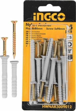 Σετ Βίδες με Βύσματα 10τεμ 5.0 x 90mm HWNAK5009012 Ingco