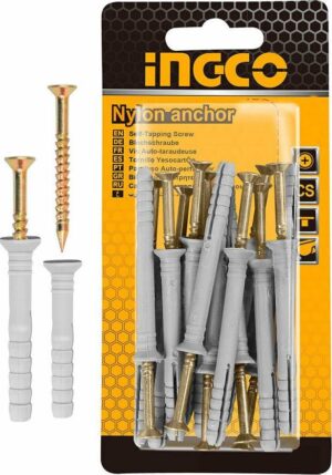 Βίδες Με Βύσματα σετ 20τεμ 5mmX70mm Ingco HWNAK5007012