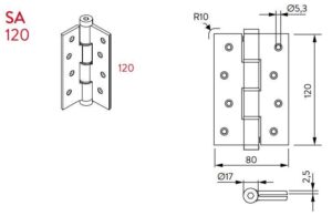 Μεντεσές Επαναφοράς 12Cm X 3Cm Έως 30Kg SA 120 INOX Justor 5314.05 - Image 4