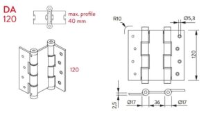 Μεντεσές Διπλής Κίνησης 12Cm X 4Cm Έως 42Kg DA 120 INOX Justor 5414.05 - Image 4