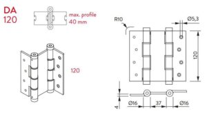 Μεντεσές Διπλής Κίνησης 12Cm X 4Cm Έως 42Kg DA 120 Λευκό Justor 5414.06 - Image 4