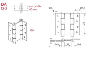 Μεντεσές Διπλής Κίνησης 12Cm X 4Cm Έως 42Kg DA 120 Μαύρο Justor 5414.09 - Image 4