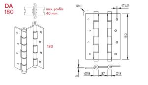 Μεντεσές Διπλής Κίνησης Με Επαναφορά Για 18Cm X 4Cm Έως 68Kg DA 180 Γαλβανιζέ Justor 5914.08 - Image 3