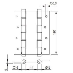 Μεντεσές Διπλής Κίνησης Με Επαναφορά Για 18Cm X 5Cm Έως 60Kg DA 180 A INOX Justor 5934.05 - Image 3
