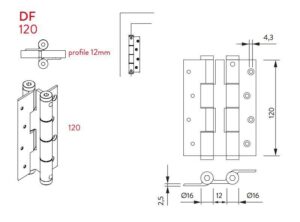 Μεντεσές Διπλής Κίνησης Με Επαναφορά 12Cm X 1,2Cm Έως 55Kg DF 120 BRONZE Justor 6114.03 - Image 4
