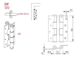 Μεντεσές Διπλής Κίνησης Με Επαναφορά 12Cm X 1,2Cm Έως 55Kg DF 120 Λευκό Justor 6114.06 - Image 4