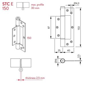 Μεντεσές Επαναφοράς 15Cm X 3Cm Έως 30Kg ST C 150 E Ασημί Justor 6354.01 - Image 5