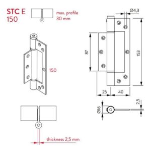Μεντεσές Επαναφοράς 15Cm X 3Cm Έως 30Kg ST C 150 E Λευκό Justor 6354.06 - Image 4