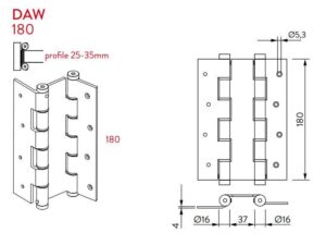 Μεντεσές Διπλής Κίνησης Για Τοίχο 18Cm X 3,5Cm DA W 180 Χρυσό Justor 6914.02 - Image 4