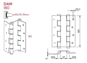 Μεντεσές Διπλής Κίνησης Για Τοίχο 18Cm X 3,5Cm DA W 180 Λευκό Justor 6914.06 - Image 4
