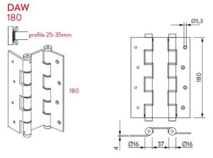 Μεντεσές Διπλής Κίνησης Για Τοίχο 18Cm X 3,5Cm DA W 180 Μαύρο Justor 6914.09 - Image 4