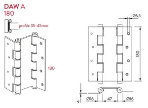 Μεντεσές Διπλής Κίνησης Για Τοίχο 18Cm X 4,5Cm DA W 180 A Χρυσό Justor 6934.02 - Image 4
