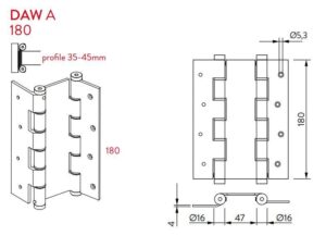 Μεντεσές Διπλής Κίνησης Για Τοίχο 18Cm X 4,5Cm DA W 180 A Λευκό Justor 6934.06 - Image 4