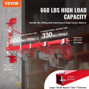 Βραχίονας Παλάγκου 75-129 cm 150-300Kg Επιτοίχιος Vevor HST-750 HLZJTZ2003007OOWSV0 - Image 3
