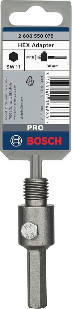 Φορέας Για Ποτηροτρύπανα Μπετού M16 HEX 80mm Bosch 2608550078