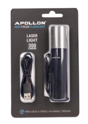 Φακός Αλουμινίου Επαναφορτιζόμενος 300Lumen 350m Apollon LASER LIGHT 300L AP8803 - Image 3