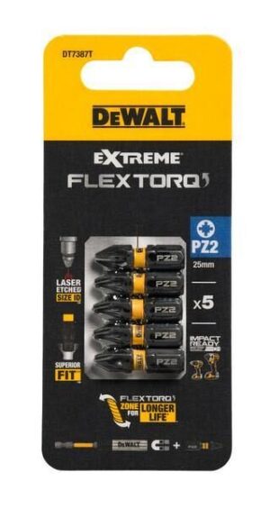 Μύτες Pz2 x 25mm Extreme Impact Torsion 5τεμ. Dewalt DT7387T
