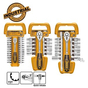Καστάνιες Καρυδάκια 1/4"-3/8"-1/2"+Εργαλειοθήκη Τσάντα Σετ 57 τεμ. COS23092 Ingco