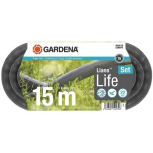 Λάστιχο Υφασμάτινο Gardena Liano Life 1/2"-15m Σετ με Ακροφύσιο & συνδέσμους OGS Gardena 18445-20