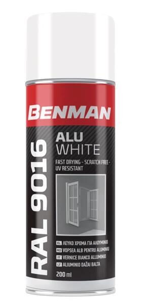 Σπρέι Βαφής Για Αλουμινία Λευκό RAL 9016 200ml Benman 33882
