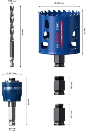 Set εκκίνησης Νο68mm Wood Metal & Αντάπτορας Expert Bosch 2608901911