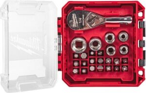 Συμπαγής Καστάνια με μύτες- Καρυδάκια 1/4″ SET ΣΕ PACKOUT™ ΣΥΜΒΑΤΟ ΚΟΥΤΙ 25pcs Milwaukee 4932499470