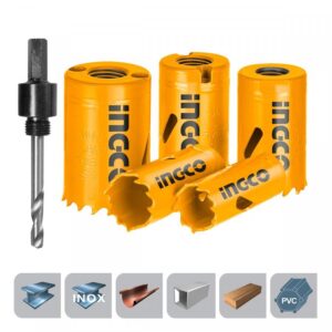 Σετ 7 τεμ Ποτηροτρύπανα Bi-Metal με Άξονα Ingco AKH0071