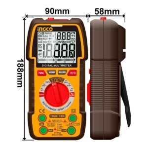 Ψηφιακό Πολύμετρο 1000V True RMS με Μέτρηση AC/DC/ Αντίστασης/ Χωρητικότητας/ Συχνότητας/ Kύκλος λειτουργίας/ Θερμοκρασίας/ NCV/ Φάσης DM410003 Ingco - Image 3