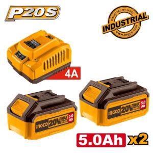 Μπαταρία 20V 2 x 5.0Ah Li-ion+ Φορτιστής 4.0Ah Ingco FBCPK2513E
