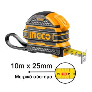 Μετροταινία με Διπλό Στοπ 10m x 25mm Ingco HSMT081025-1