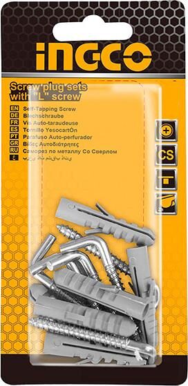 Σετ Βίδες Γάντζοι L με Βύσματα 6τεμ 5mm HWSPK5032 Ingco