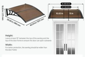 Στέγαστρο Εξωτερικό Π101.6xΒ96.52cm Καφέ-Μαύρο Vevor GDSZYP4040YC51M8U001V0 - Image 4